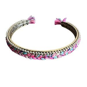 Stella & Dot Boho Wanderer Braided Pink Cuff Bracelet